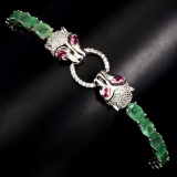 Natural Oval Cut 6x4mm Green Emerald Bracelet