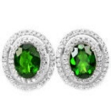 NATURAL GREEN CHROME DIOPSIDE 8X6 MM earrings