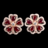 Natural Pear Cut 6x4mm Top Blood Red Ruby Earrings