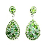Natural Green Chrome Diopside & Emerald Earrings
