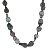 DOUBLE CERTIFIED TAHITIAN BLACK PEARL NECKLACE.