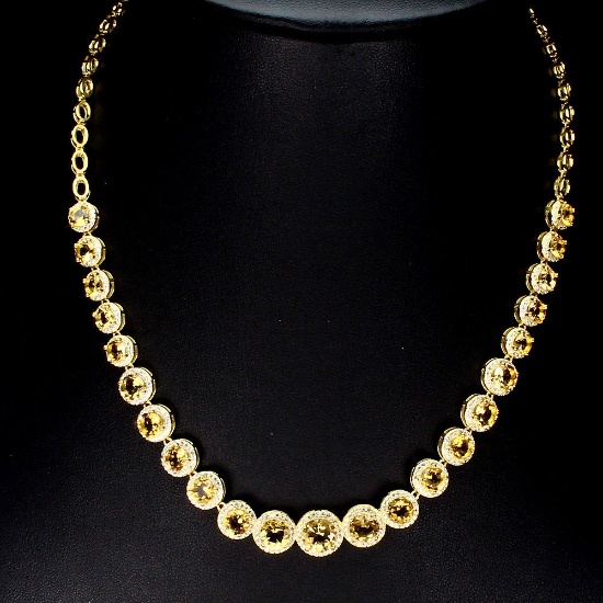 Natural AAA Top Rich Yellow Citrine Necklace