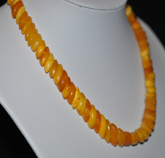 Antique Natural Butterscotch Egg Yolk Amber Necklace