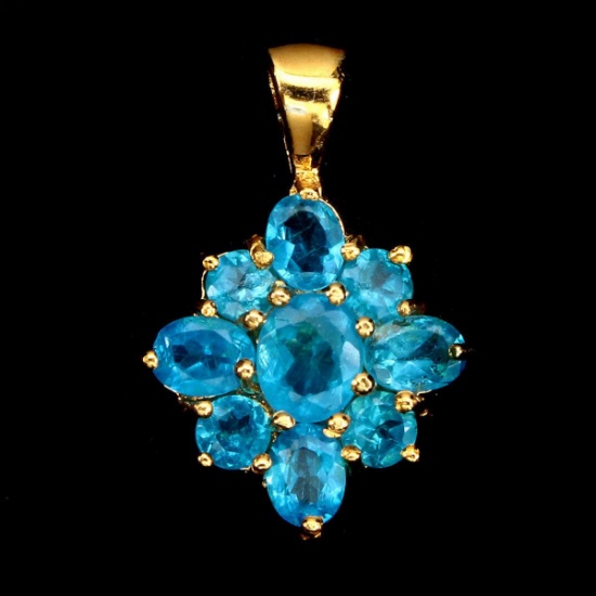 Natural Aaa Neon Brazil Blue Apatite Pendant