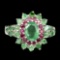 Natural Top Rich Green Emerald & Ruby Ring
