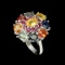 Natural  6x4mm Fancy Color Sapphire & Ruby Ring