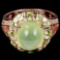 NATURAL AAA GREEN PREHNITE & PERIDOT Ring