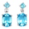 Natural SWISS BLUE TOPAZ OVAL & ROUND Earrings