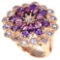NATURAL RHODOLITE GARNET AMETHYST & TANZANITE Ring