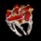 Natural Red Coral Emerald Sapphire Ring