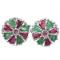 Natural EMERALD & RUBY FLOWER EARRING