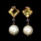 Natural 10 MM Citrine Pearl & Topaz Earrings