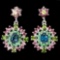 Natural London Blue Topaz Emerald Peridot Earrings