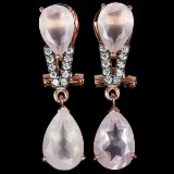 NATURAL 12X8 MM. & 10X7MM ROSE QUARTZ Earrings
