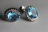 Natural Sky Blue Topaz Earrings