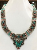 Tibet Hand Made Turquoise & Coral Necklace