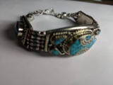 Tibet Hand Made Turquoise & Coral Bracelet