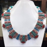Tibet Hand Made Natural Turquoise & Coral Necklace