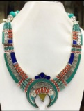 Tibet Hand Made Turquoise, Coral, Lapis Lazuli Necklace