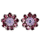 NATURAL PURPLISH PINK RHODOLITE AMETHYST Earrings