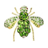 Natural Ruby & Oval Green Chrome Diopside Bee Brooch