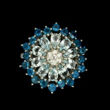 Natural Rare Brazil Blue Apatite & Aquamarine Ring