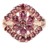 NATURAL PURPLISH PINK RHODOLITE Flower Ring