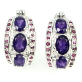 Natural  Intense Purple Amethyst Ruby Earrings