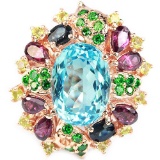 Natural TOPAZ RHODOLITE SAPPHIRE PERIDOT Ring