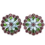 Natural TOPAZ CHROME DIOPSIDE RHODOLITE GARNET Earring