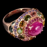 NATURAL AAA MULTI COLOR TOURMALINE RING