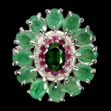 Natural Emerald Ruby & Chrome Diopside Ring