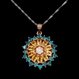Natural Brazil Blue Apatite & Citrine Pendant