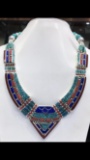 Tibet Hand Made Turquoise, Coral, Lapis Lazuli Necklace