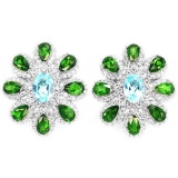 Natural SKY BLUE TOPAZ CHROME DIOPSIDE Earrings