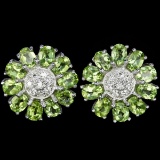 Natural Green Peridot Flower Earrings