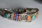 Tibet Hand Made Turquoise & Coral Bracelet