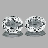 Natural Diamond White Aquamarine Pair 8x7 MM - FL