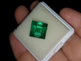 Natural Princess Cut Forest Green Emerald 7.90 Cts