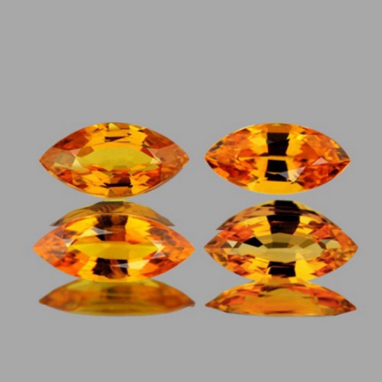 NATURAL GOLDEN ORANGE SAPPHIRE 4 Pcs 6x3 MM