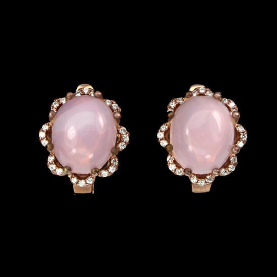 Natural Pink Opal 12x10mm Earrings