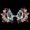 Natural AAA SKY BLUE TOPAZ RHODOLITE GARNET Earrings