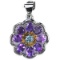 NATURAL AMETHYST CITRINE TOPAZ FLOWER PENDANT