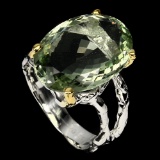 Natural 19x14mm Green Amethyst Ring