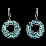 Natural Neon Blue Apatite Black Spinel Earrings