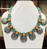 Tibet Hand Made Turquoise & Coral Necklace