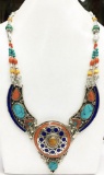 Tibet Natural Stone Tribal Queen Royal Necklace