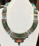 Tibet Hand Made Turquoise & Coral Necklace