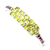 Natural Green Peridot Rhodolite Garnet 74.86 Cts Bangle