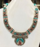 Tibet Hand Made Turquoise & Coral Necklace